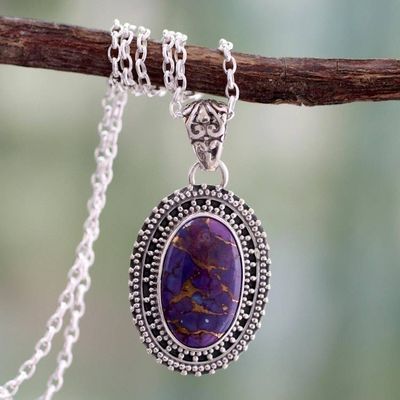 Alternate image for Sterling Silver and Composite Turquoise Pendant Necklace Violet Enigma