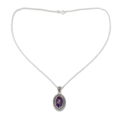 Alternate image for Sterling Silver and Composite Turquoise Pendant Necklace Violet Enigma