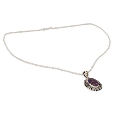 Alternate image for Sterling Silver and Composite Turquoise Pendant Necklace Violet Enigma