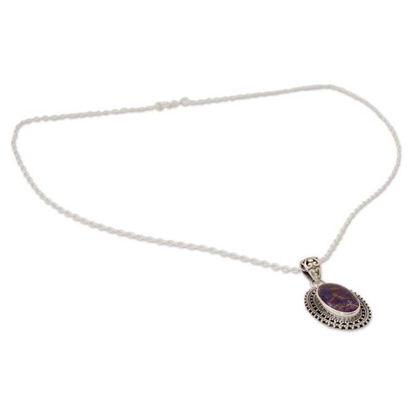 Alternate image for Sterling Silver and Composite Turquoise Pendant Necklace Violet Enigma