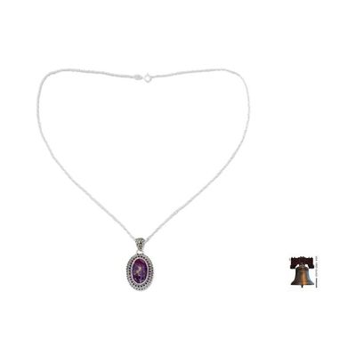 Alternate image for Sterling Silver and Composite Turquoise Pendant Necklace Violet Enigma