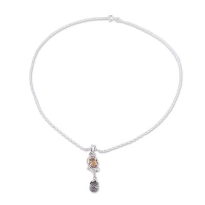 Alternate image for Leaf Motif Crystal and Citrine Pendant Necklace from India Golden Sunshine