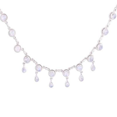 Alternate image for Rainbow Moonstone and Sterling Silver Necklace Indian Style Shimmer