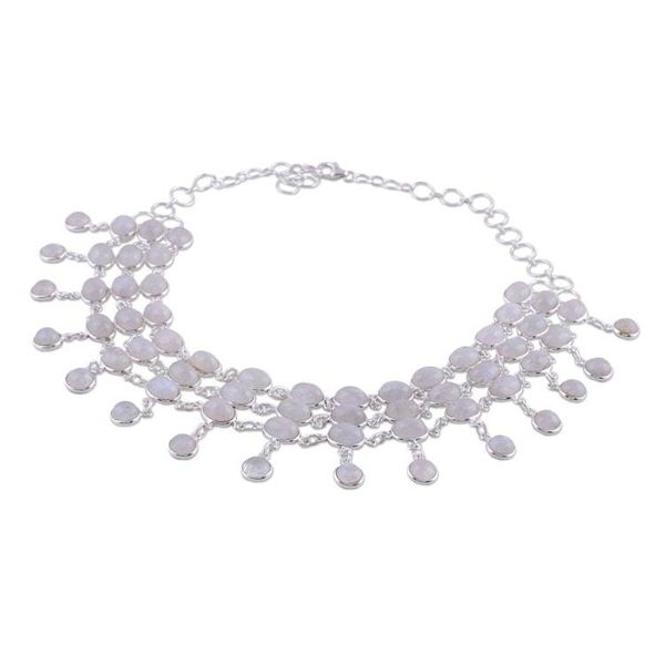 Alternate image for Sterling Silver Rainbow Moonstone Statement Necklace Ice