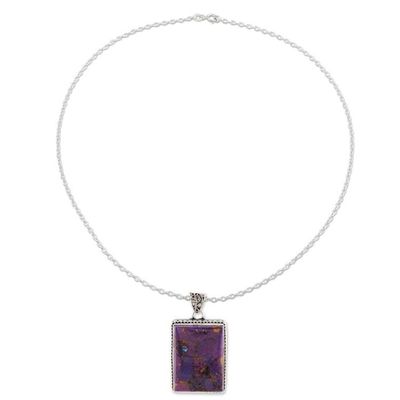 Alternate image for Rectangular Purple Composite Turquoise and Silver Necklace Purple Rectangle