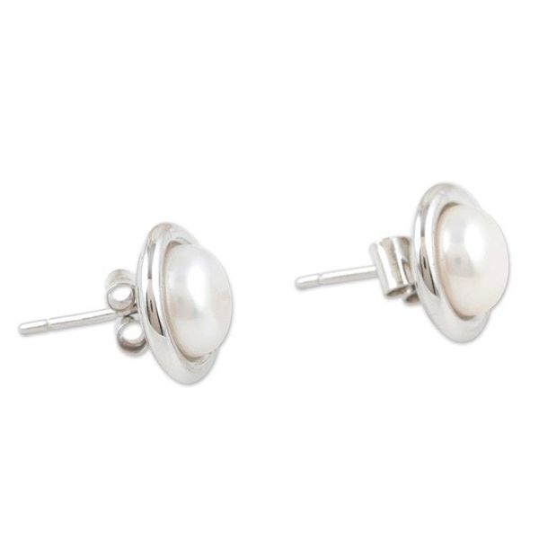 Alternate image for Sterling Silver and Cultured Pearl Earrings Enduring Beauty