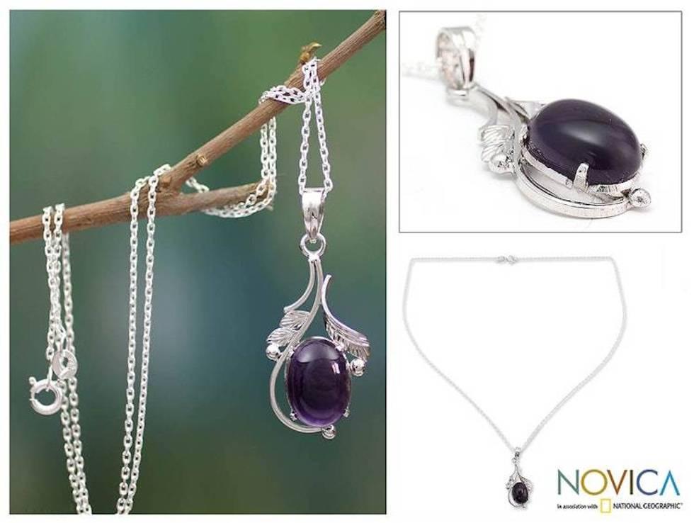 Amethyst Necklace in Sterling Silver from India 'Indian Sugarplum'