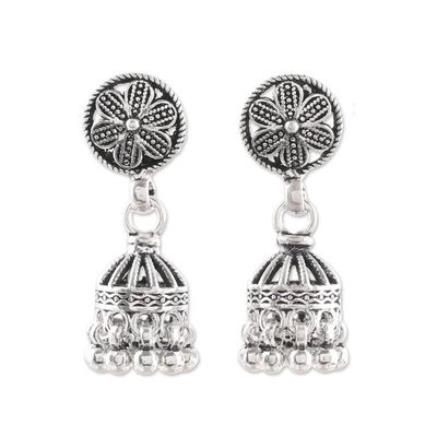 Alternate image for Artisan Crafted Sterling Silver Chandelier Earrings Jhumki Garden