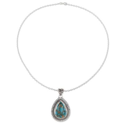 Alternate image for Teardrop Composite Turquoise Pendant Necklace from India Traditional Drops