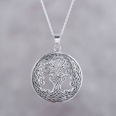 Alternate image for Handcrafted Sterling Silver Ornate Forest Pendant Necklace Magnificent Tree