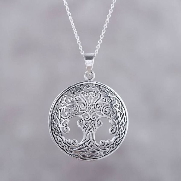 Alternate image for Handcrafted Sterling Silver Ornate Forest Pendant Necklace Magnificent Tree