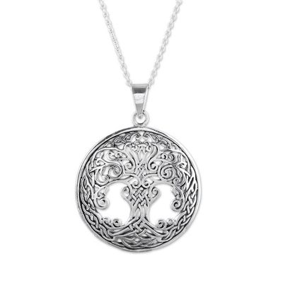 Alternate image for Handcrafted Sterling Silver Ornate Forest Pendant Necklace Magnificent Tree