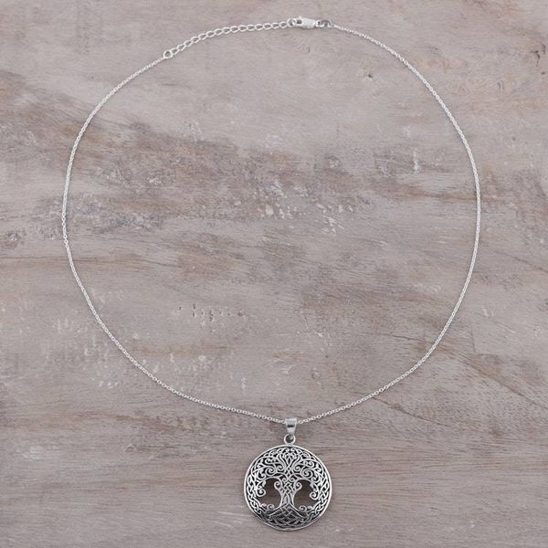 Alternate image for Handcrafted Sterling Silver Ornate Forest Pendant Necklace Magnificent Tree