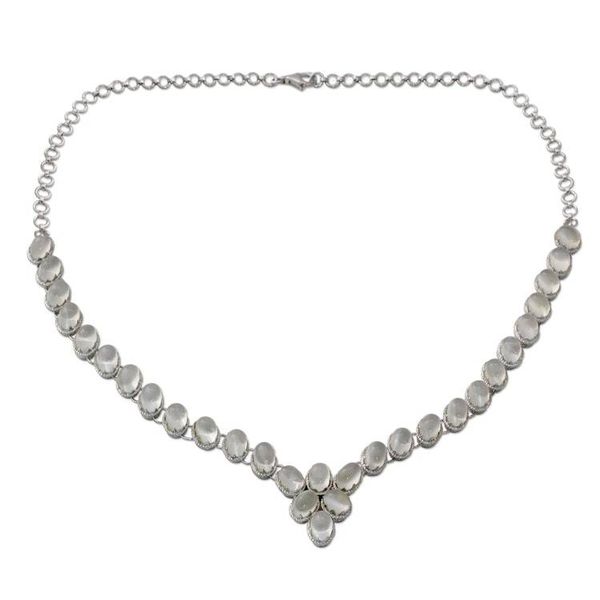 Alternate image for Sterling Silver Choker Moonstone Necklace Good Fortune Cascading Light