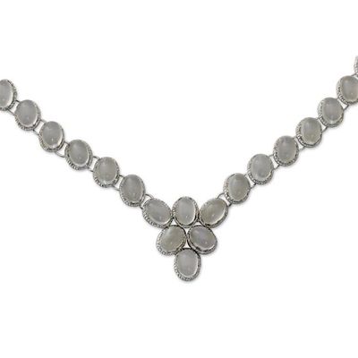 Alternate image for Sterling Silver Choker Moonstone Necklace Good Fortune  Cascading Light