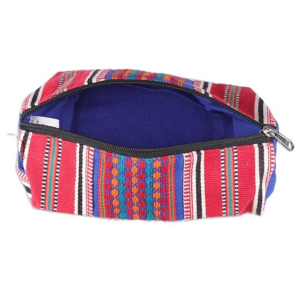 Alternate image for Folk Art Striped Cotton Cosmetic Bags with Zipper Pair Festival Stripes