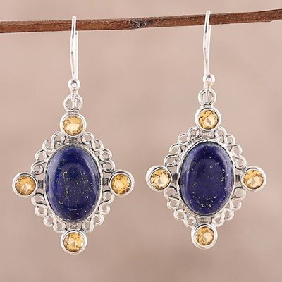 Main image for Lapis Lazuli and Citrine Dangle Earrings from India Royal Frame