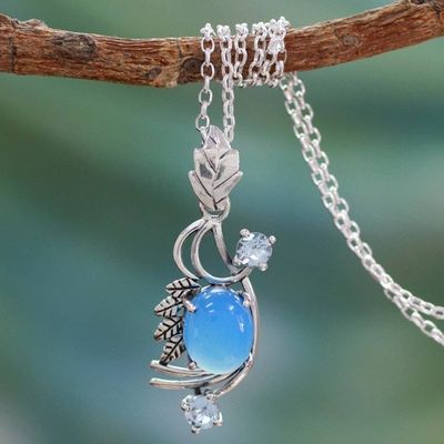 Alternate image for Chalcedony and Blue Topaz Pendant Necklace Mughal Romance