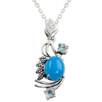 Alternate image for Chalcedony and Blue Topaz Pendant Necklace Mughal Romance