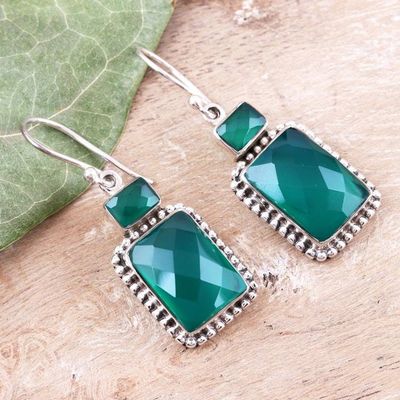 Alternate image for Green Onyx and Sterling Silver Dangle Earrings Day Party in Green