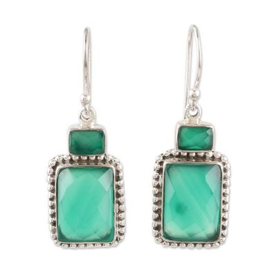 Alternate image for Green Onyx and Sterling Silver Dangle Earrings Day Party in Green