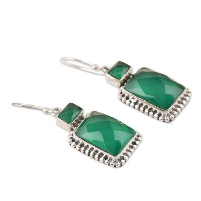 Alternate image for Green Onyx and Sterling Silver Dangle Earrings Day Party in Green