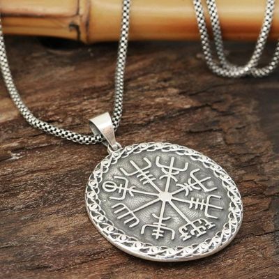 Primary image for Mens Sterling Silver Helm of Awe Necklace from India Shivas Helm of Awe
