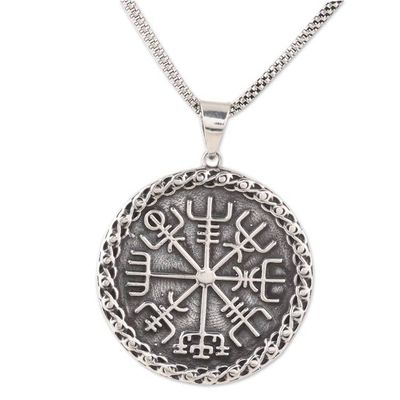 Alternate image for Mens Sterling Silver Helm of Awe Necklace from India Shivas Helm of Awe