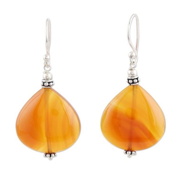 Alternate image for Hand Made Carnelian and Sterling Silver Dangle Earrings Sunset Aura