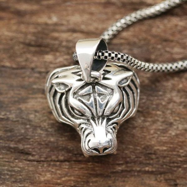 Alternate image for Sterling Silver Tiger Pendant Necklace from India Swift Tiger