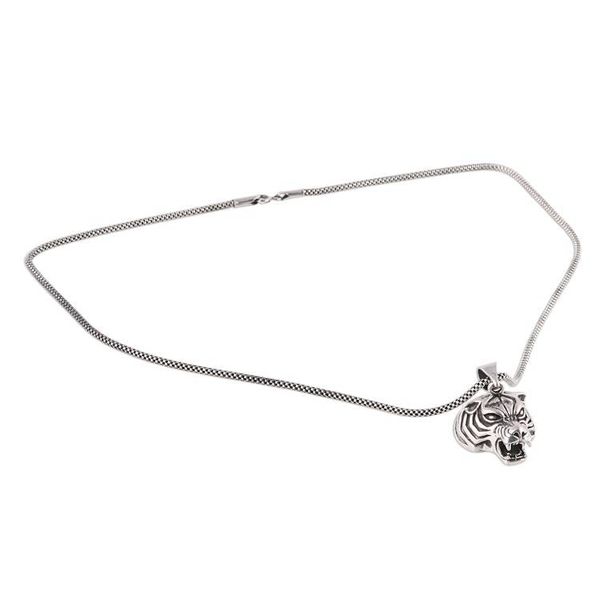 Alternate image for Sterling Silver Tiger Pendant Necklace from India Swift Tiger