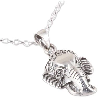 Alternate image for Sterling Silver Elephant Pendant Necklace Crafted in India Charm of the Elephant