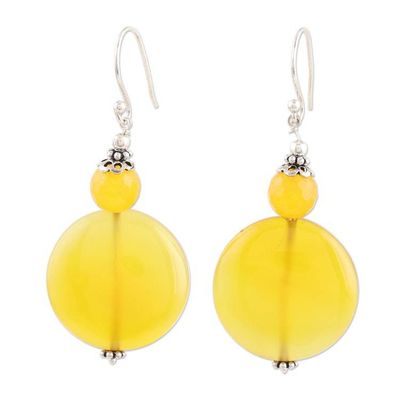 Alternate image for Hand Crafted Yellow Chalcedony Dangle Earrings Sunny Side Up