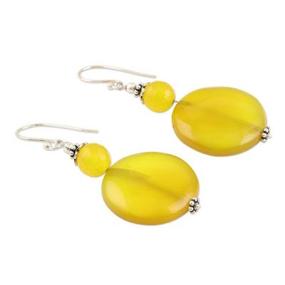 Alternate image for Hand Crafted Yellow Chalcedony Dangle Earrings Sunny Side Up