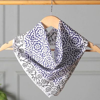 Primary image for Cotton Bandana with Floral and Vine Motifs Blue Garden