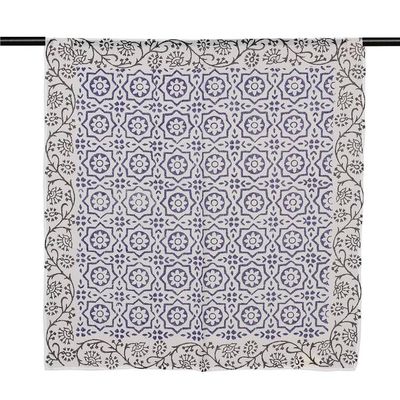Alternate image for Cotton Bandana with Floral and Vine Motifs Blue Garden