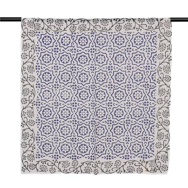 Alternate image for Cotton Bandana with Floral and Vine Motifs Blue Garden
