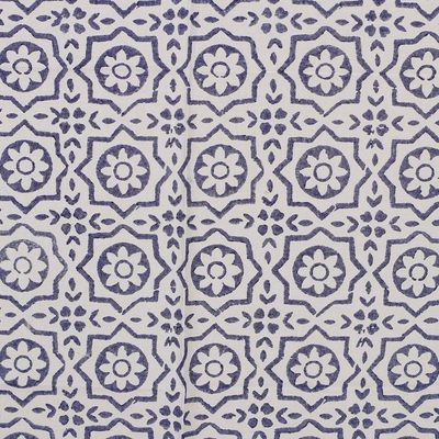 Alternate image for Cotton Bandana with Floral and Vine Motifs Blue Garden
