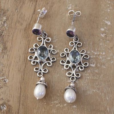 Alternate image for Traditional Polished 4-Carat Multi-Gemstone Dangle Earrings Loyal Vines