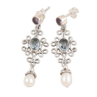 Alternate image for Traditional Polished 4-Carat Multi-Gemstone Dangle Earrings Loyal Vines