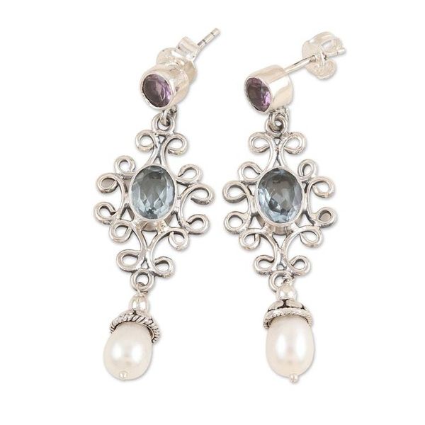 Alternate image for Traditional Polished 4-Carat Multi-Gemstone Dangle Earrings Loyal Vines
