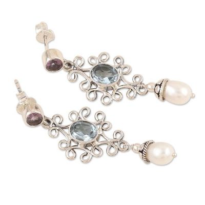 Alternate image for Traditional Polished 4-Carat Multi-Gemstone Dangle Earrings Loyal Vines