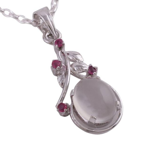 Alternate image for Sterling Silver Ruby and Moonstone Pendant Necklace Moonlight Divinity