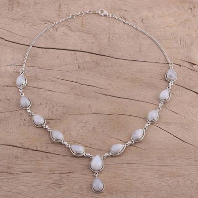 Alternate image for Rainbow Moonstone and Sterling Silver Necklace from India Mystical Charm