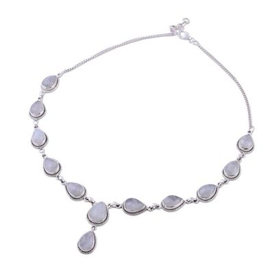 Alternate image for Rainbow Moonstone and Sterling Silver Necklace from India Mystical Charm