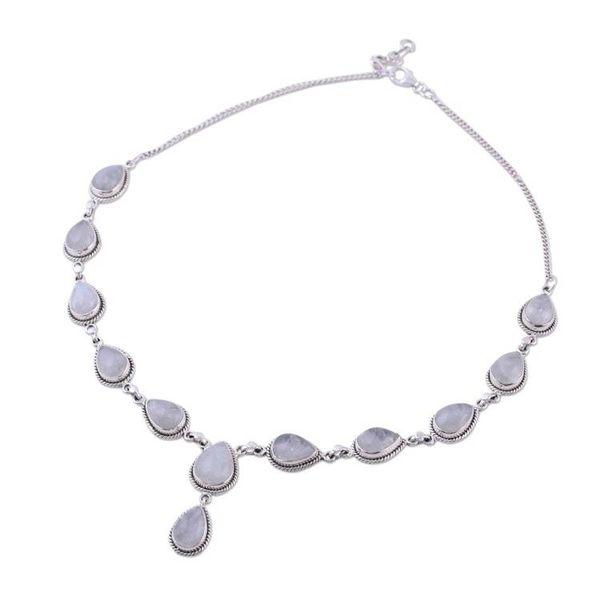 Alternate image for Rainbow Moonstone and Sterling Silver Necklace from India Mystical Charm
