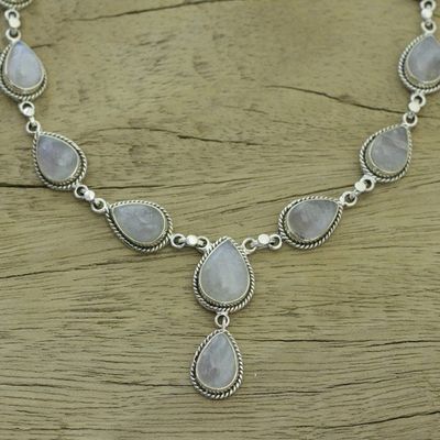 Alternate image for Rainbow Moonstone and Sterling Silver Necklace from India Mystical Charm