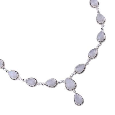 Alternate image for Rainbow Moonstone and Sterling Silver Necklace from India Mystical Charm