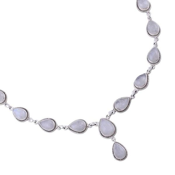 Alternate image for Rainbow Moonstone and Sterling Silver Necklace from India Mystical Charm