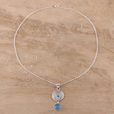 Alternate image for Blue Topaz and Chalcedony Pendant Necklace from India Wonderful Spiral